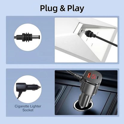 Starlink mini car cigarette lighter plug to DC step-up converter with digital display and Type-C USB-A port, by Guangzhou Chuangze Digital Technology.