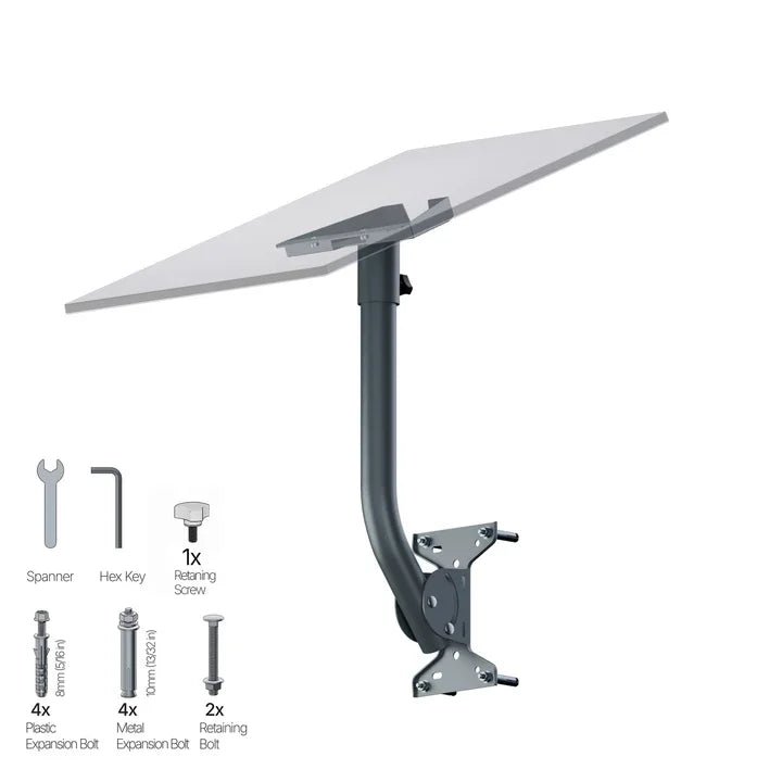 Starlink Gen 3 accessories pole adapter with heavy-duty adjustable outdoor bracket for wall or roof mounting.