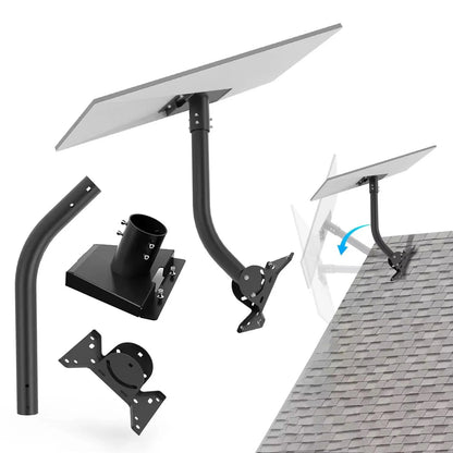 Starlink Gen 3 pole adapter and adjustable outdoor mounting bracket for wall or roof installation, heavy-duty and weather-resistant.