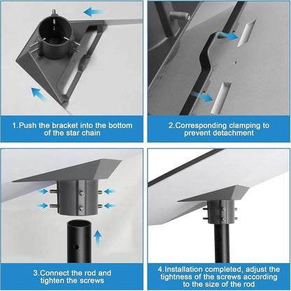 Starlink Gen 3 V3 aluminum roof mount kit with adjustable pipe adapter and weatherproof pole bracket for outdoor Starlink setup.