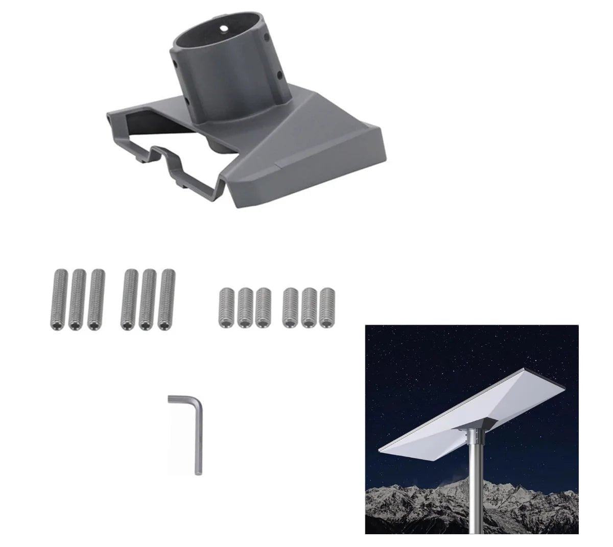 Starlink Gen 3 V3 aluminum roof mount kit with adjustable weatherproof pole bracket for outdoor Starlink installation.