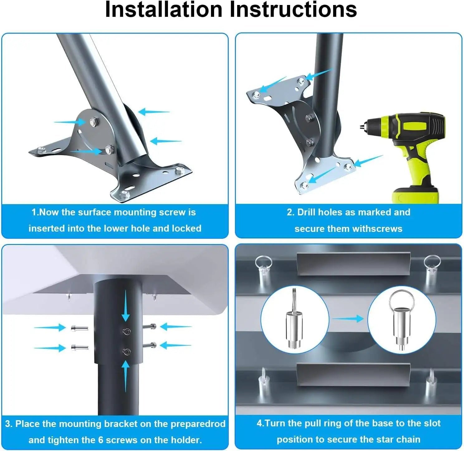 Starlink Gen 3 V3 wall and roof mount kit with adjustable heavy-duty, weatherproof, rust-resistant pipe bracket for outdoor installation.