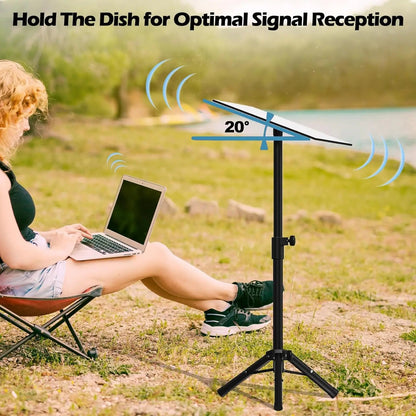 Starlink Gen 3 V4 tripod foldable stand mount kit with adjustable height, aluminum alloy support for outdoor camping and hiking.