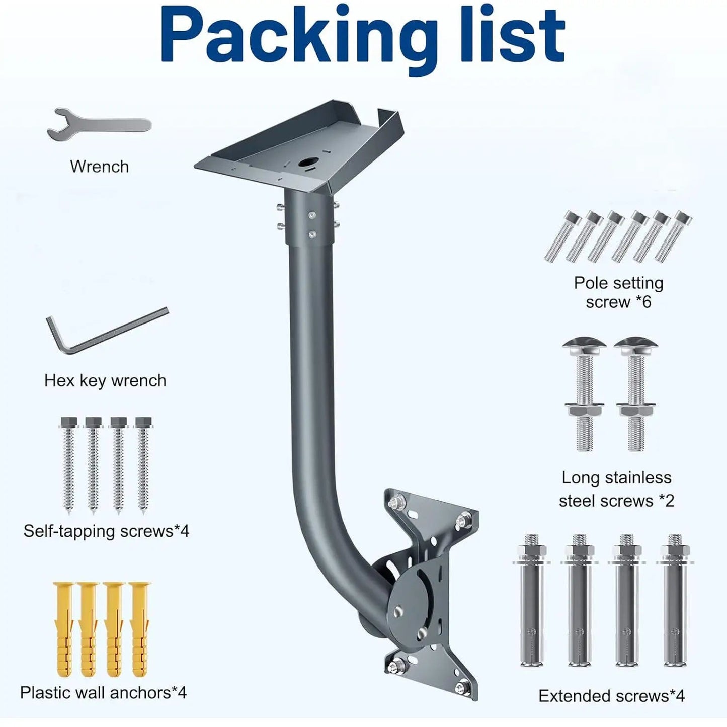 Starlink Gen 3 wall mount with bent pipe and adjustable heavy-duty bracket for satellite dish installation by Guangzhou Chuangze Digital