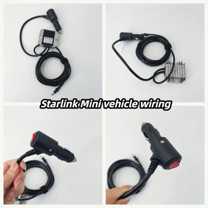 Starlink Mini DC-DC Converter for RV, car cigarette lighter, 12-24V to 30V, 3A, 90W power adapter showing the device.