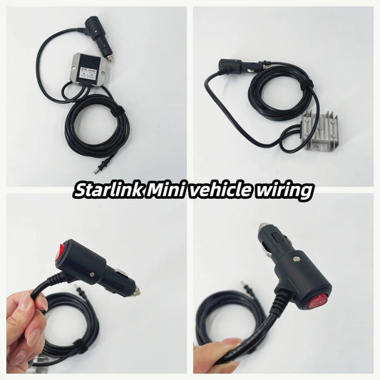 Starlink Mini DC-DC Converter for RV, car cigarette lighter, 12-24V to 30V, 3A, 90W power adapter showing the device.