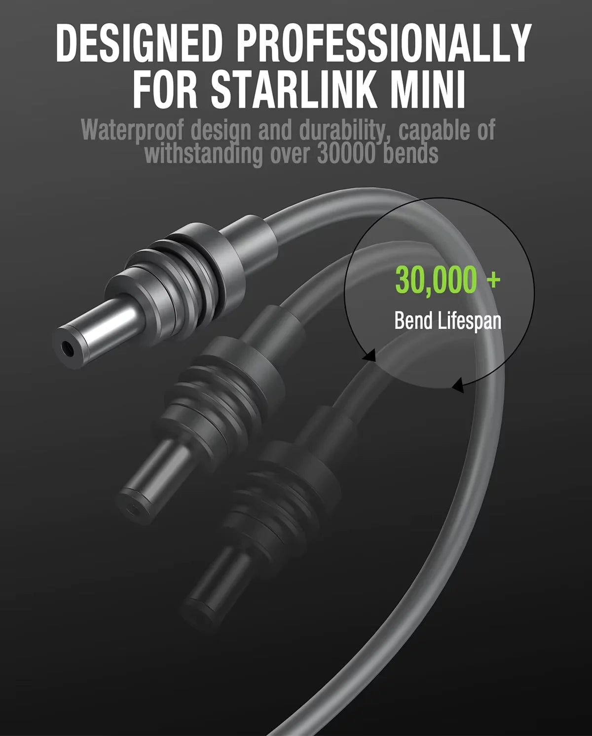 Starlink Mini Car Power Adapter with cigarette lighter plug, DC cable, on/off switch, step-up transformer for 12V/24V to 30V, 3.5A.