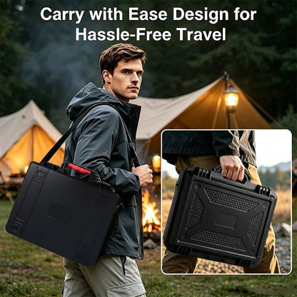 Starlink Mini hard plastic equipment case with custom foam padding, shockproof design, waterproof DC interface, ideal for secure instrument storage.