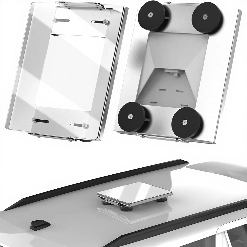 Starlink Mini Magnetic Car Roof Bracket with waterproof transparent cover and four powerful magnets for no drill mounting.