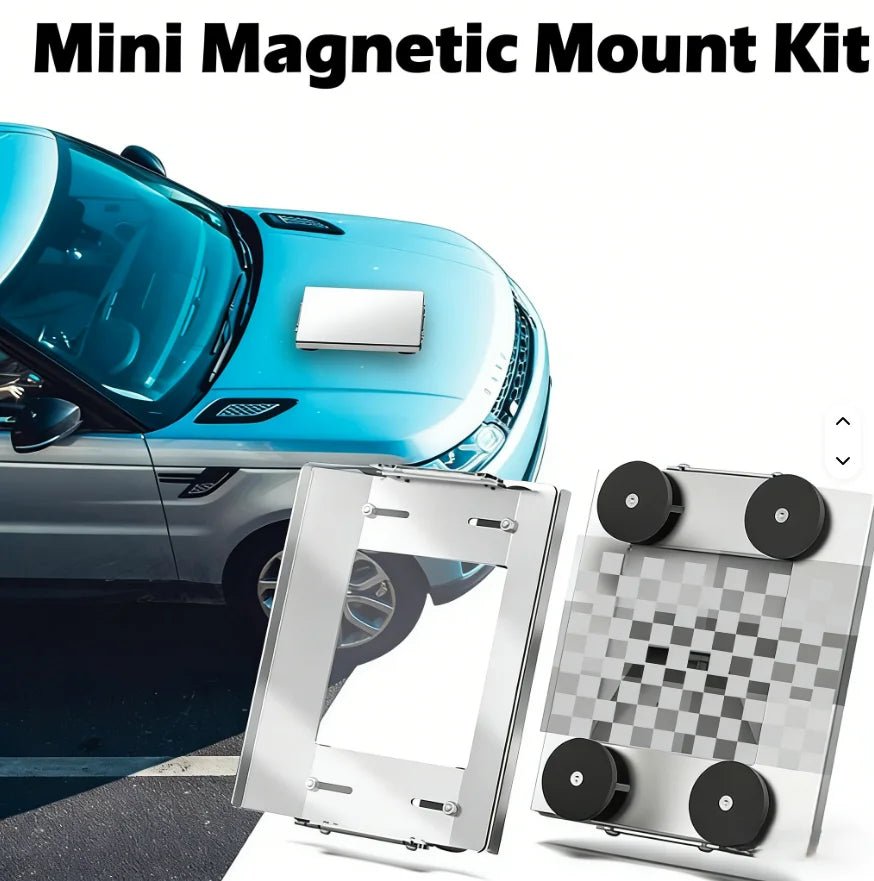 Starlink Mini Magnetic Mount Kit with strong suction car roof bracket and aluminum alloy base for outdoor vehicle use.