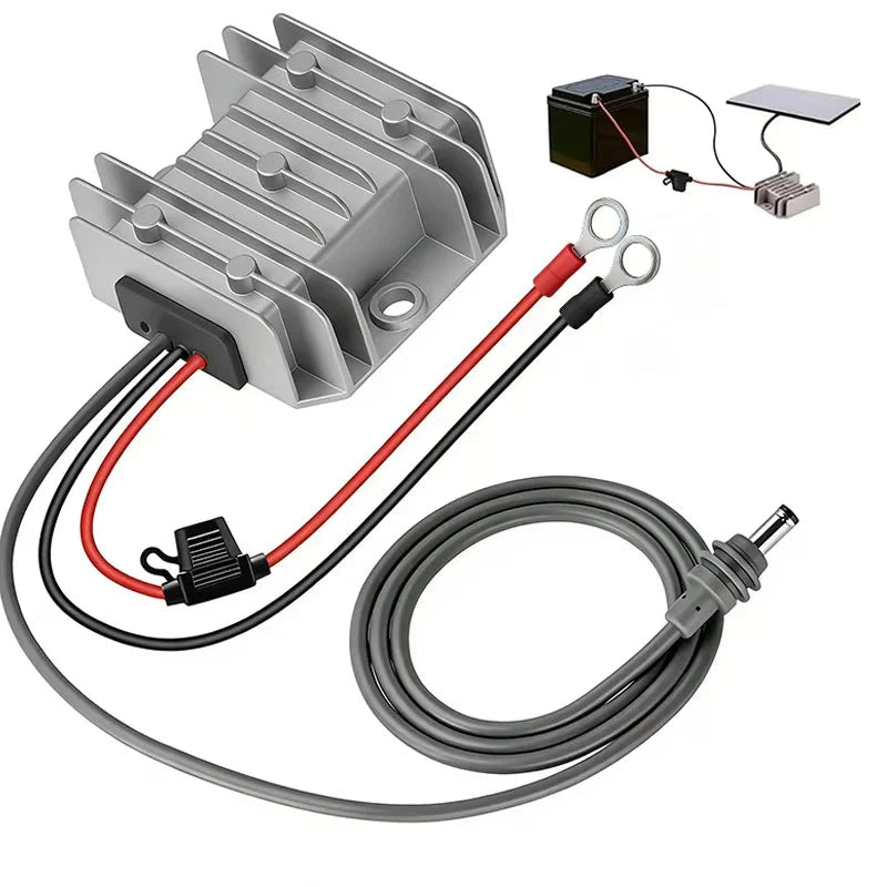 Starlink mini O-ring to DC male cable power converter with fuse, boosting 12V/24V to 30V at 3.5A, for battery and voltage step-up.