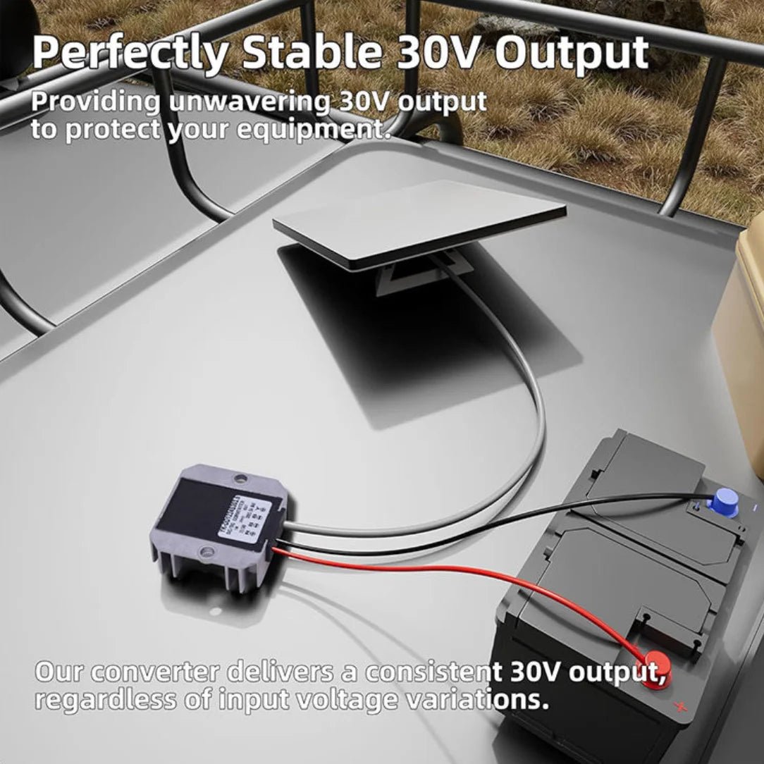 Starlink Mini O-Ring to DC Male Cable Boost Converter, 12V/24V to 30V, 3.5A power supply with fuse, for battery voltage step-up.
