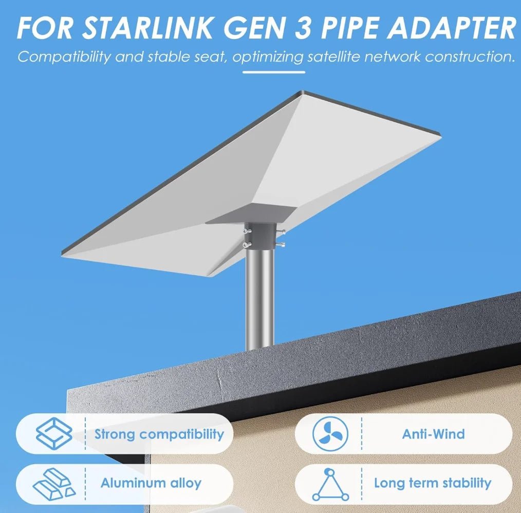 Weatherproof aluminium alloy mount pipe adapter kit for Starlink Gen3 V3 roof outdoor installation, outdoor gaming accessories.