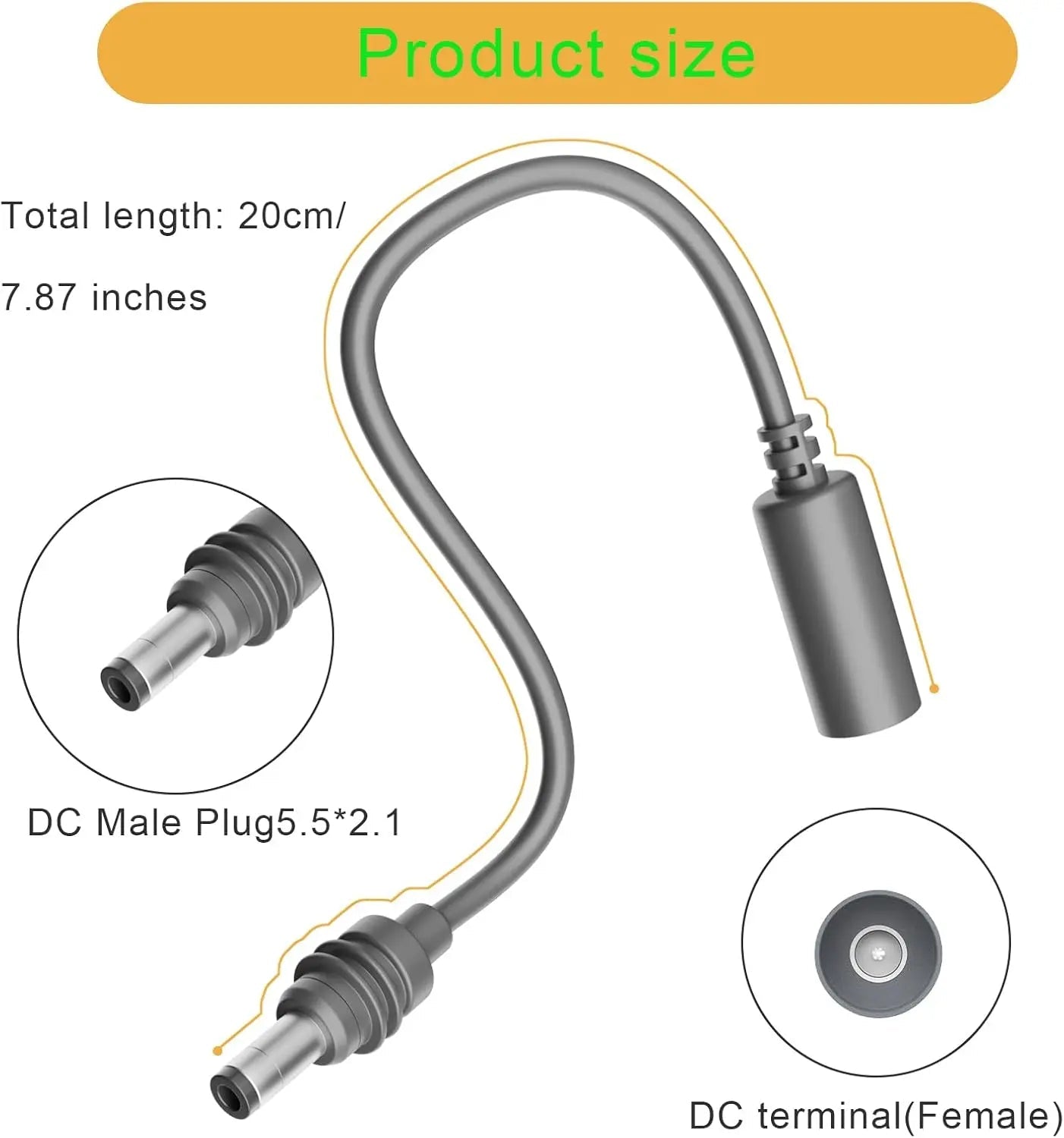 Starlink Mini extension cable with DC male to female connectors, waterproof outdoor 18AWG grey cable, ideal for outdoor Starlink setups.