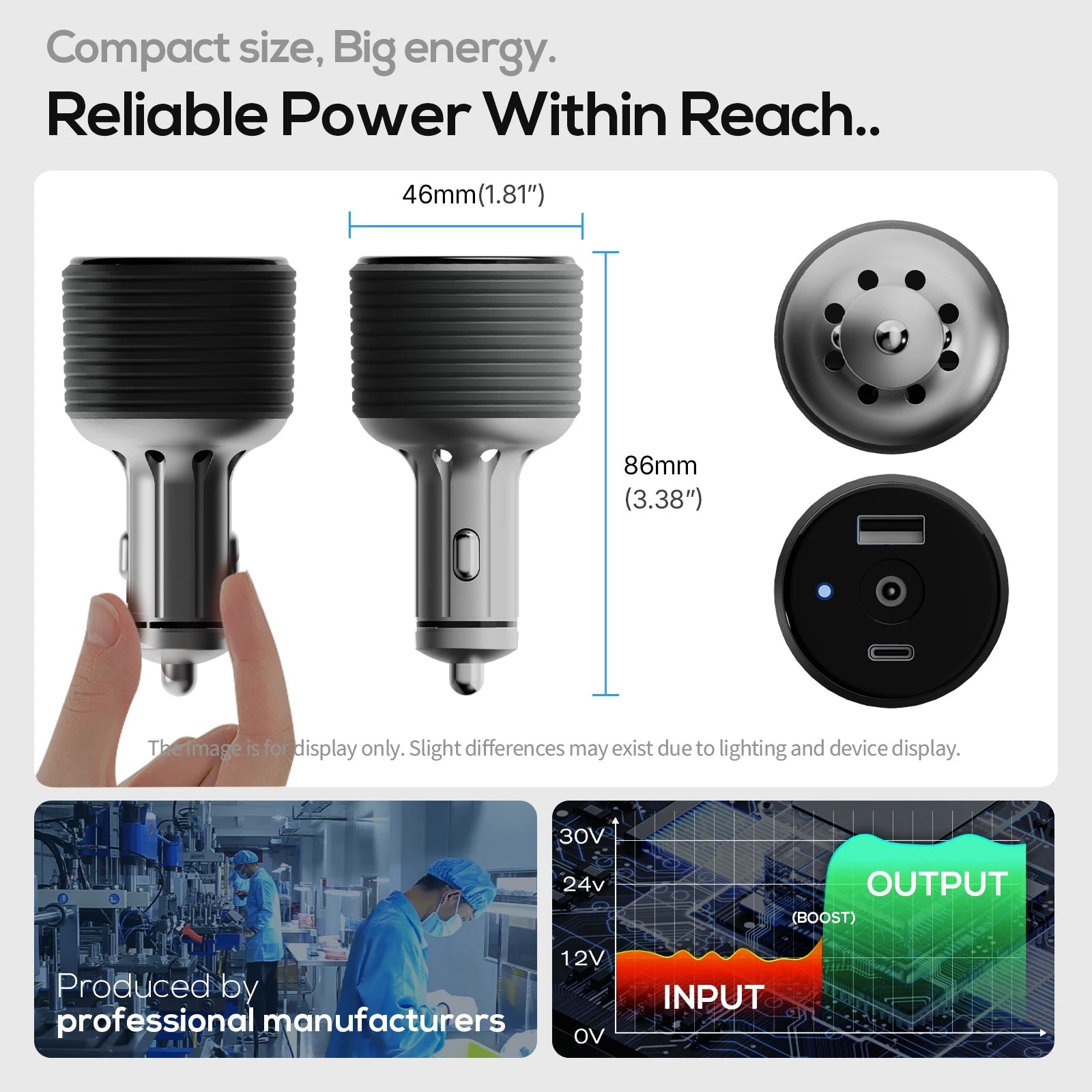 Starlink 3-in-1 car adapter with USB, cigarette lighter plug, and built-in boost converter for fast charging in vehicles.