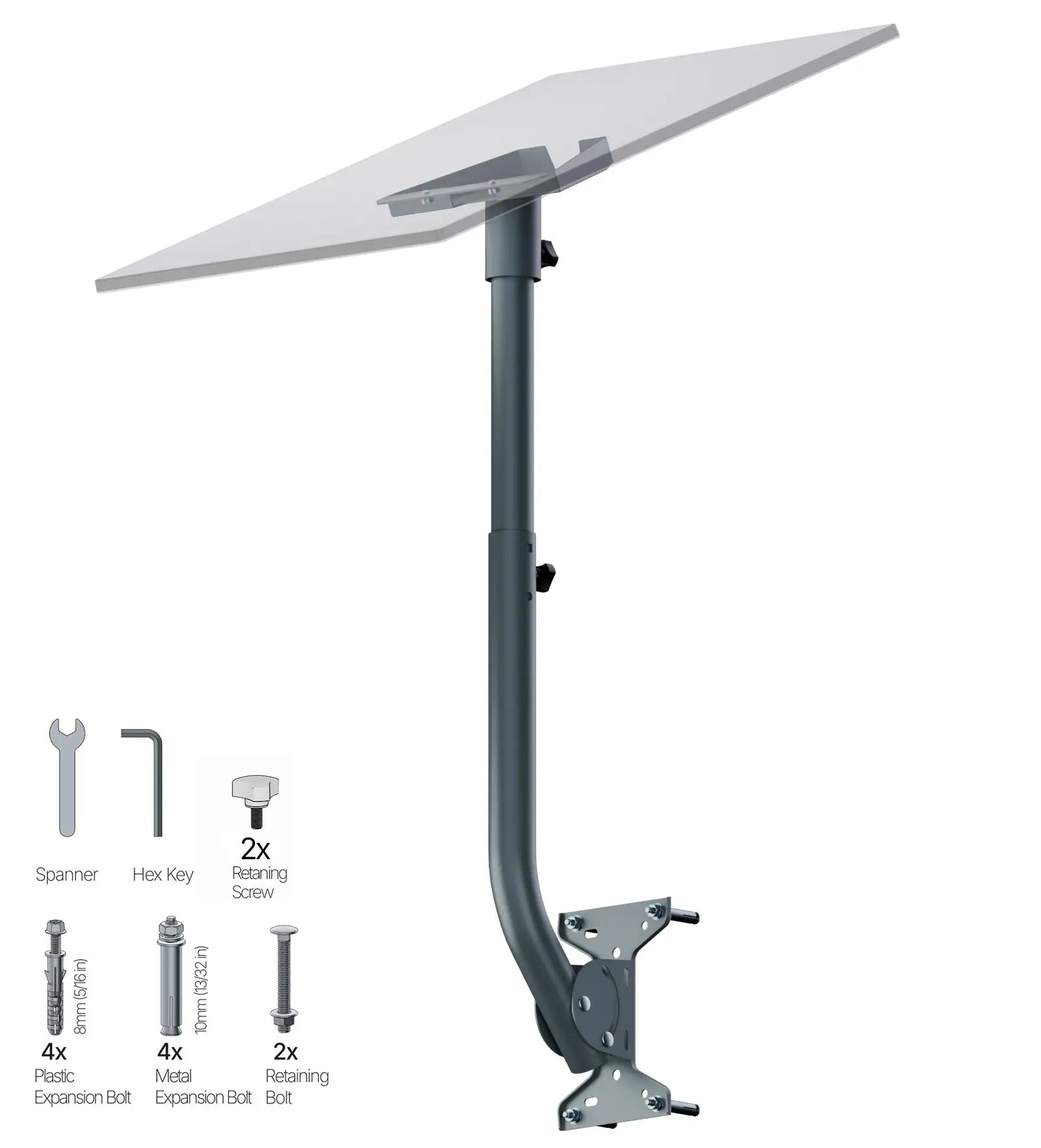 Starlink Standard V3 mounting kit with adjustable angle and pipe adapter, designed for Starlink Gen 3 satellite dish installation.