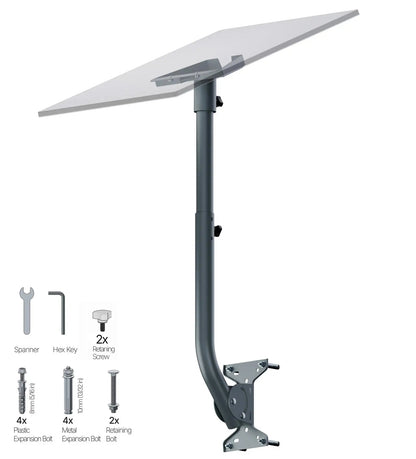 Starlink Standard V3 mounting kit with adjustable angle and pipe adapter, designed for Starlink Gen 3 satellite dish installation.