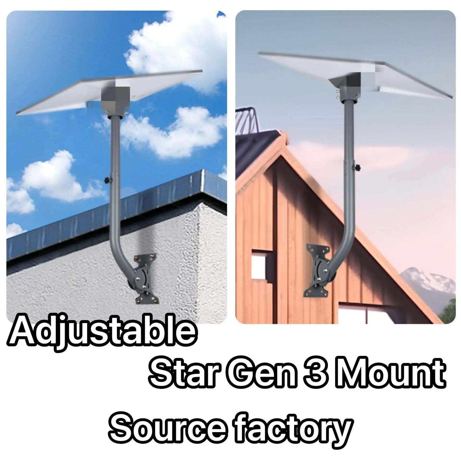 Starlink Standard V3 mounting kit with Gen 3 pipe adapter, angle adjustable and curved lengthen for satellite dish installation.
