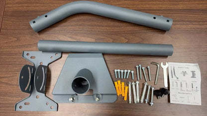 Starlink Standard V3 mounting kit with Gen 3 pipe adapter and adjustable curved mount for satellite dish installation.