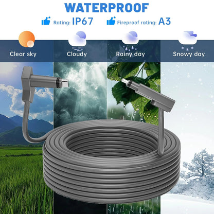 Starlink V2 all-weather durable replacement cable in grey, 2M to 10M length, designed for Starlink Standard Actuated Gen 2.