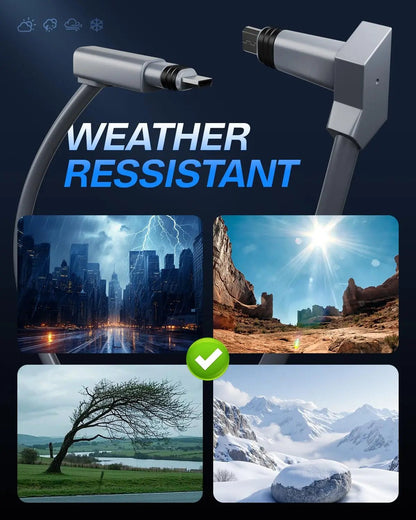 Starlink V2 all-weather durable replacement cable in grey, 2M to 10M, for Starlink Standard Actuated Gen 2, by Guangzhou Chuangze.
