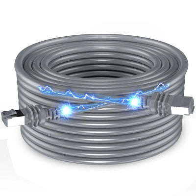 Starlink Gen3 cable with PVC jacket and RJ45 connectors, 23m/75ft length, designed for satellite internet setup.