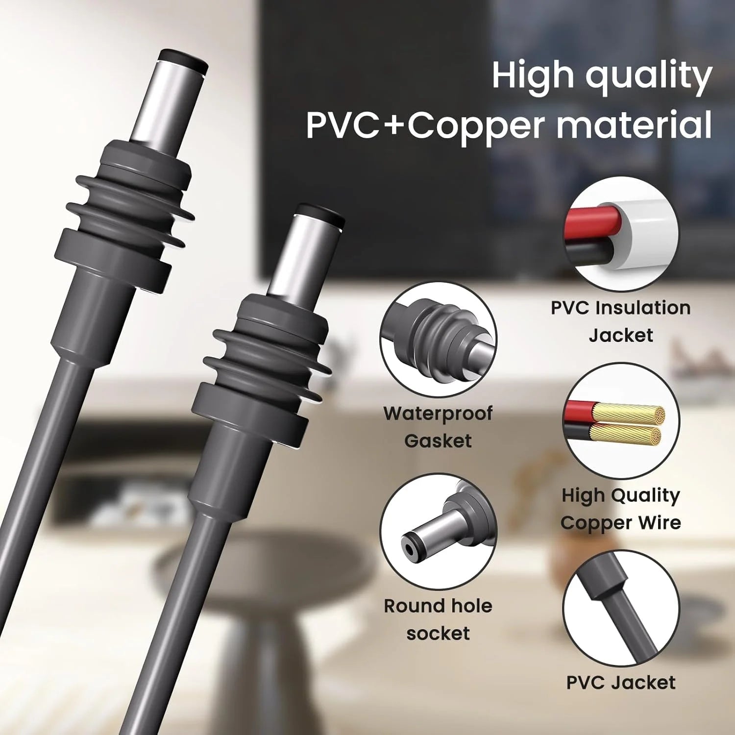 Starlink Mini DC power cable by Guangzhou Chuangze, 3M/5M waterproof pure copper PVC insulated outdoor replacement cord.