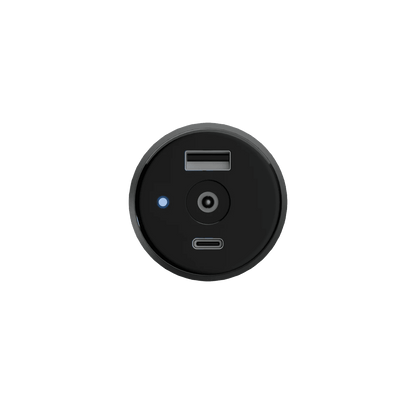 Silver 3-in-1 Starlink car charger for Mini 105W with DC, USB-C, and USB-A ports, suited for RV, truck, yacht, and outdoor camping.