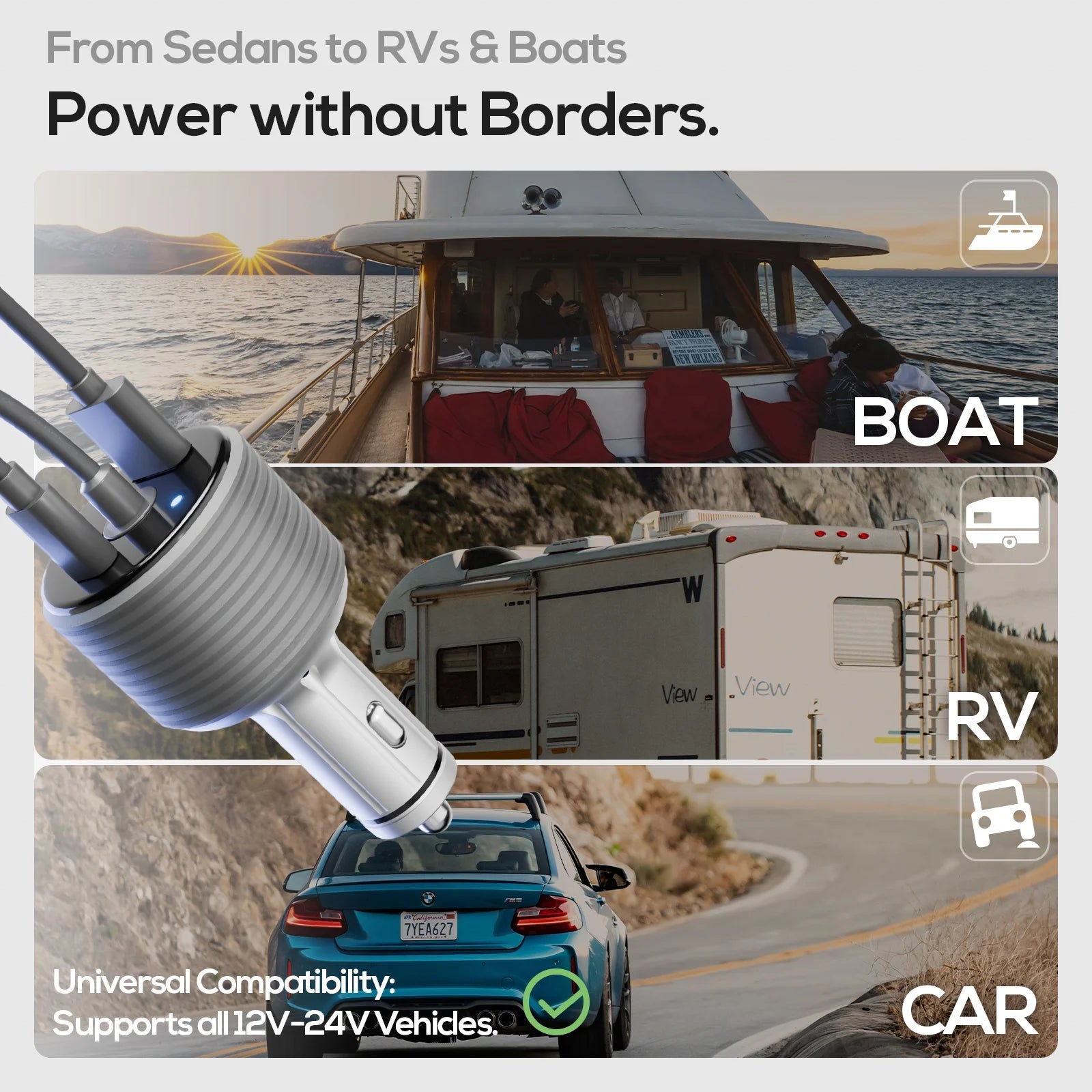 Starlink Mini Car Adapter by Guangzhou Chuangze Digital, silver-gray aluminum alloy DC step-up converter for car cigarette lighter, 60W.