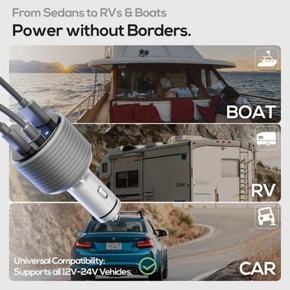 Starlink Mini Car Adapter by Guangzhou Chuangze Digital, silver-gray aluminum alloy DC step-up converter for car cigarette lighter, 60W.