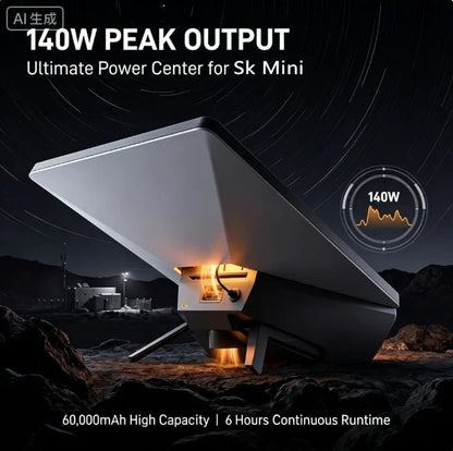 Starlink Mini 60000mAh 140W portable power bank with waterproof IP68 design, fast charging, and emergency backup station.