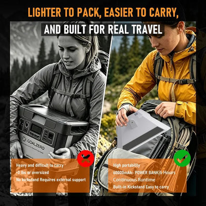 Starlink Mini Portable Power Station with 60000mAh capacity, waterproof IP68, 140W outdoor camping emergency power bank.