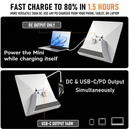 Starlink Mini Portable Power Station with 60000mAh capacity, waterproof IP68 design, and 140W output for outdoor camping and emergency use.