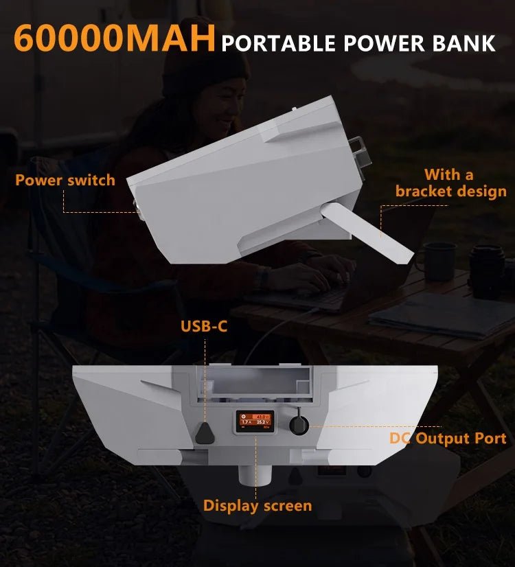 Starlink Mini Power Bank by Guangzhou Chuangze Digital, white 222Wh, 66000mAh, IP68 water-resistant, portable with pass-through charge.