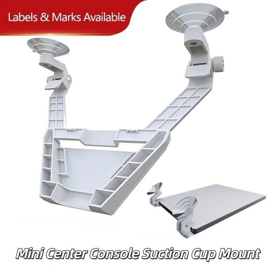Starlink Mini Dish antenna mounted on vehicle window with portable ABS suction mount bracket, suitable for RV and car windshield.