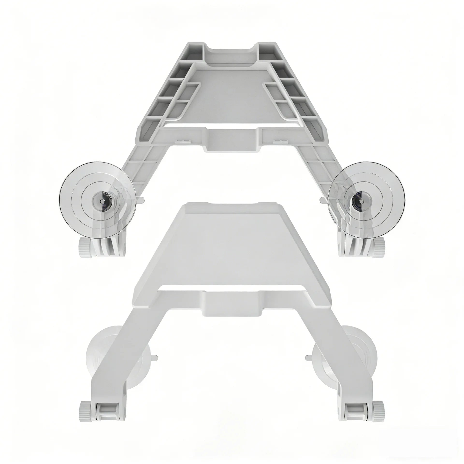 Starlink Mini Dish antenna suction mount bracket attached to a vehicle window, durable ABS material, portable and no-drill design.