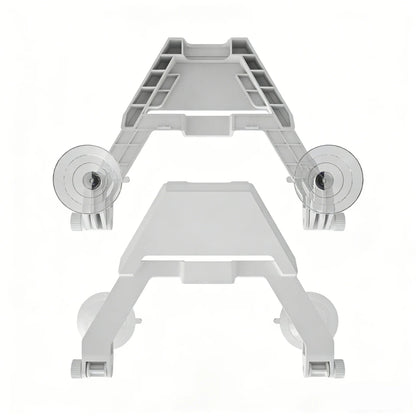 Starlink Mini Dish antenna suction mount bracket attached to a vehicle window, durable ABS material, portable and no-drill design.