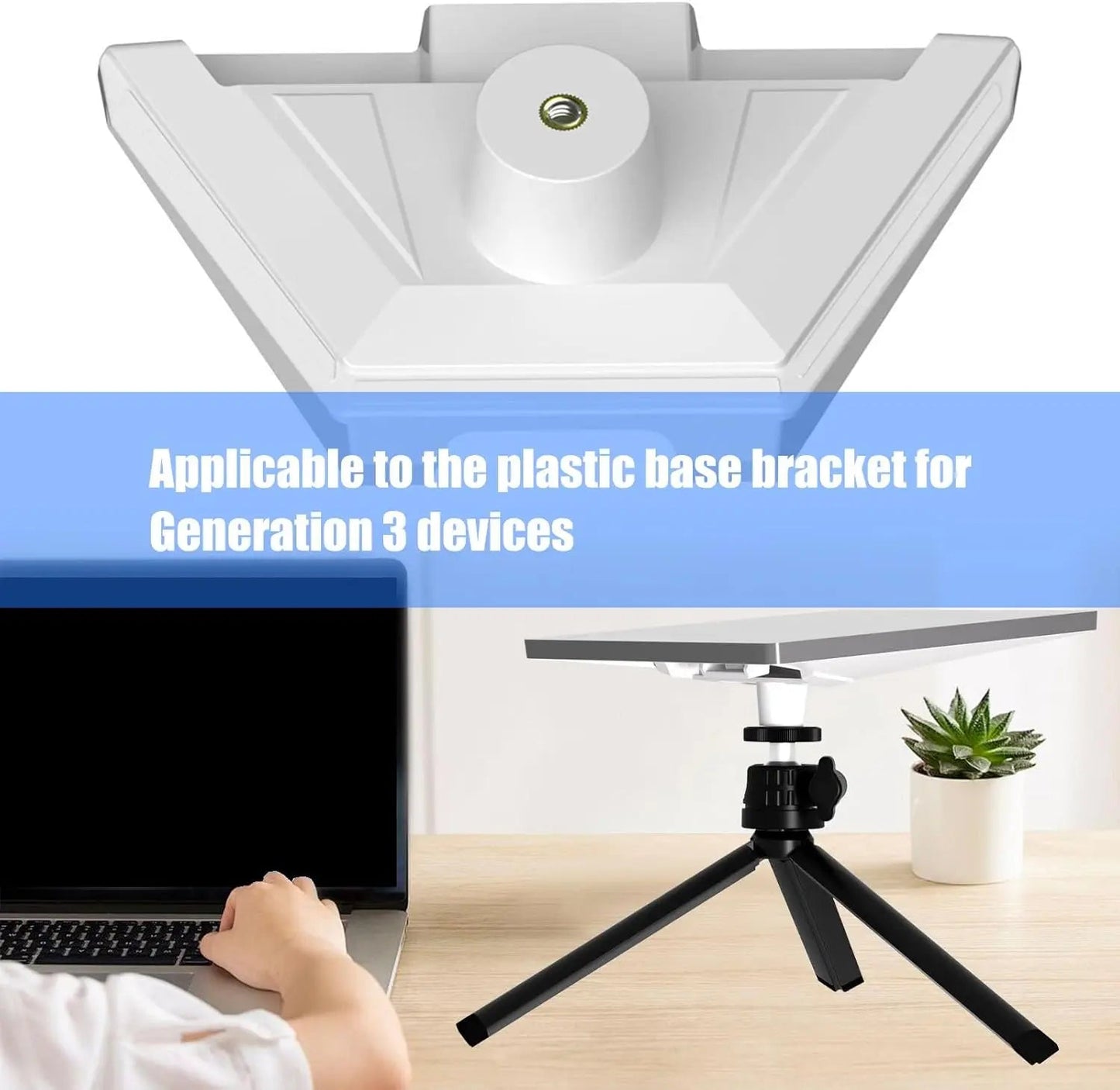 Starlink Mini Mount Adapter with ABS base and metal screw thread for stable installation on RV or boat rooftop surfaces.