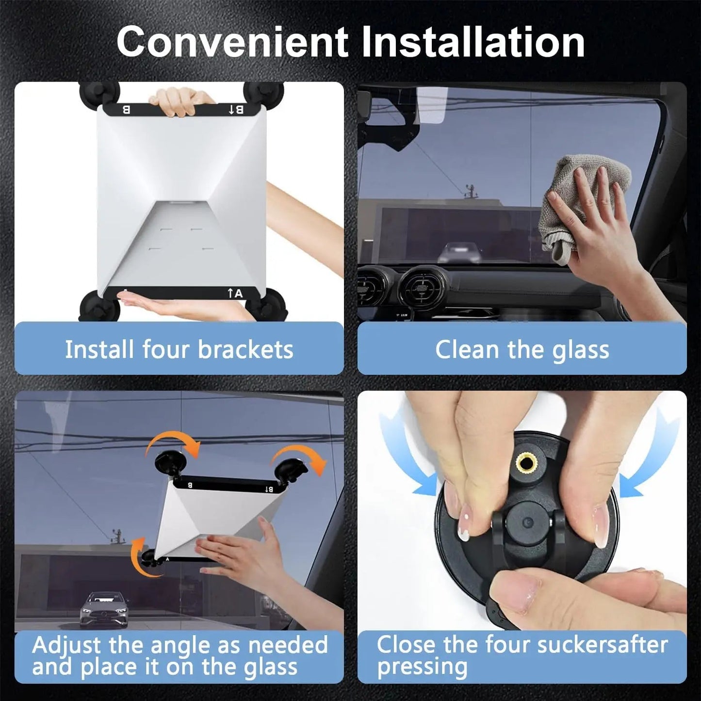 Starlink Mini Car Suction Cup Mount with sturdy black suction cup for RVs, boats, sunroofs, and window satellite signal boosting.