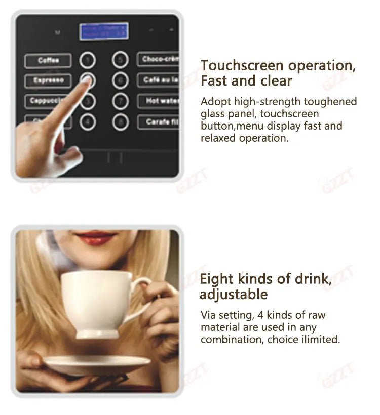 GZZT Commercial Vending Instant Beverage Machine Coffee Maker with Espresso Latte Cappuccino Mocha Hot Chocolate Americano - BACKUPMYFILESNOW