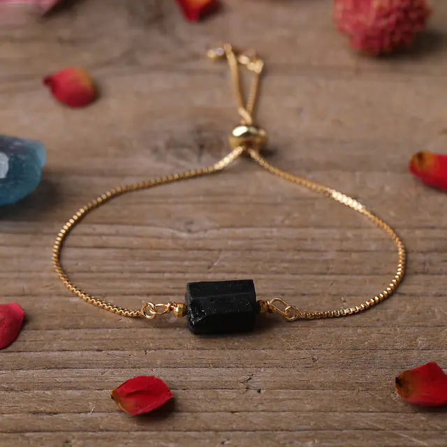 Adjustable Women’s Metal Chain Bracelet with Prismatic Stones