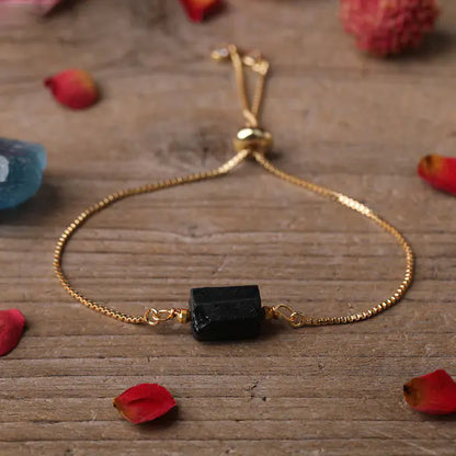 Adjustable Women’s Metal Chain Bracelet with Prismatic Stones