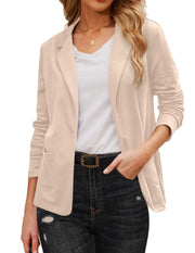Zeagoo Womens Casual Work Office Blazer Open Front Long Sleeve Cardigan Jacket (Khaki XL)