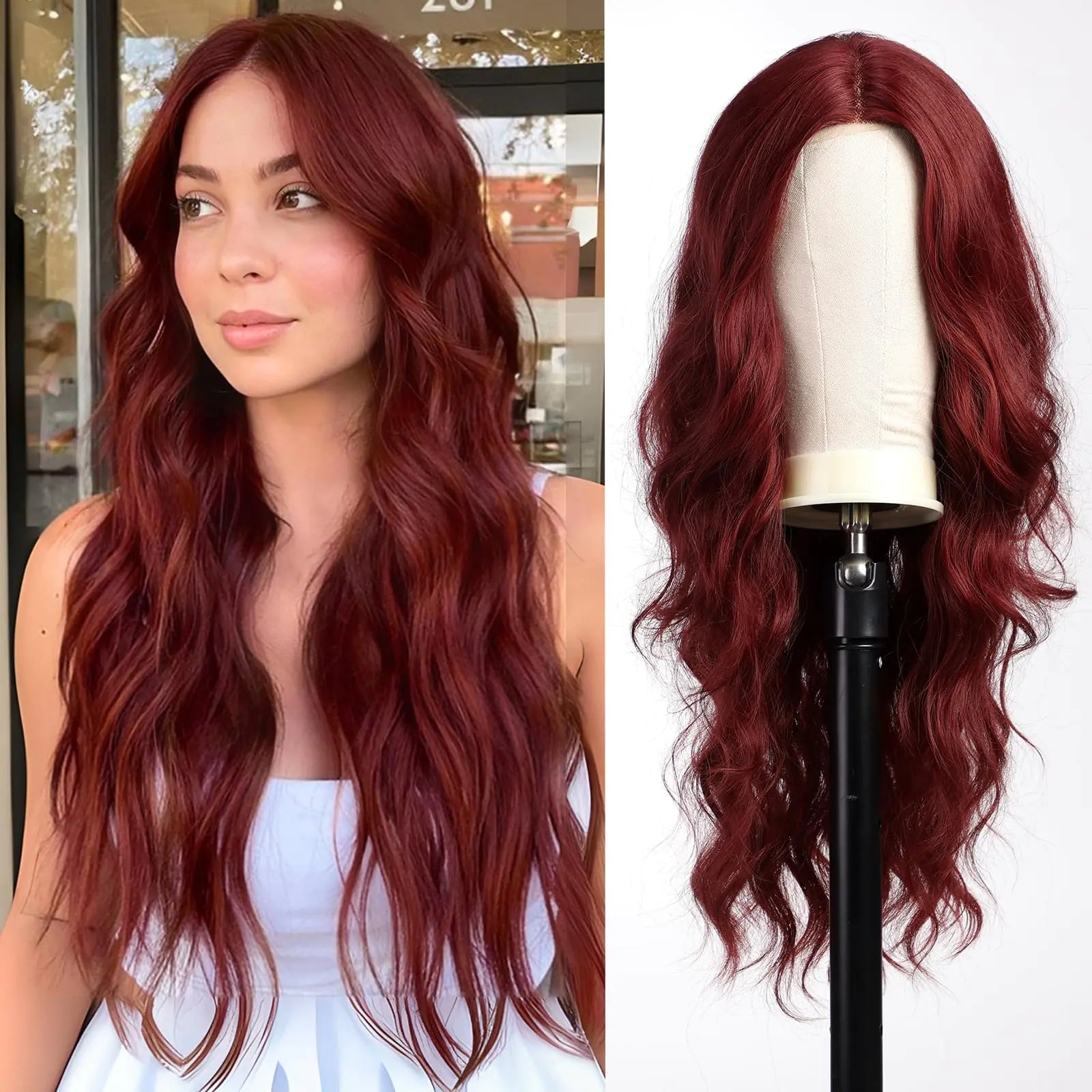 HAIRCUBE Swingable Glueless Wig HD Lace Front Wigs Red Wigs Burgundy Curly Wig Pre Plucked Pre Cut Glueless Wigs for Women Red Wig 26Inch - BACKUPMYFILESNOW