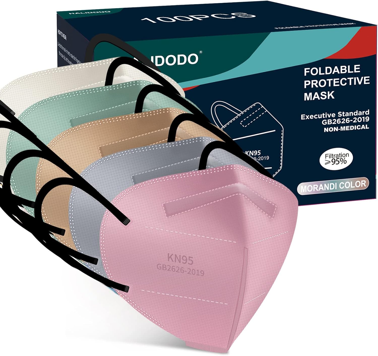 HALIDODO Face Mask 100 Pack Breathable 5 - Layer Filter Efficiency≥95% - BACKUPMYFILESNOW