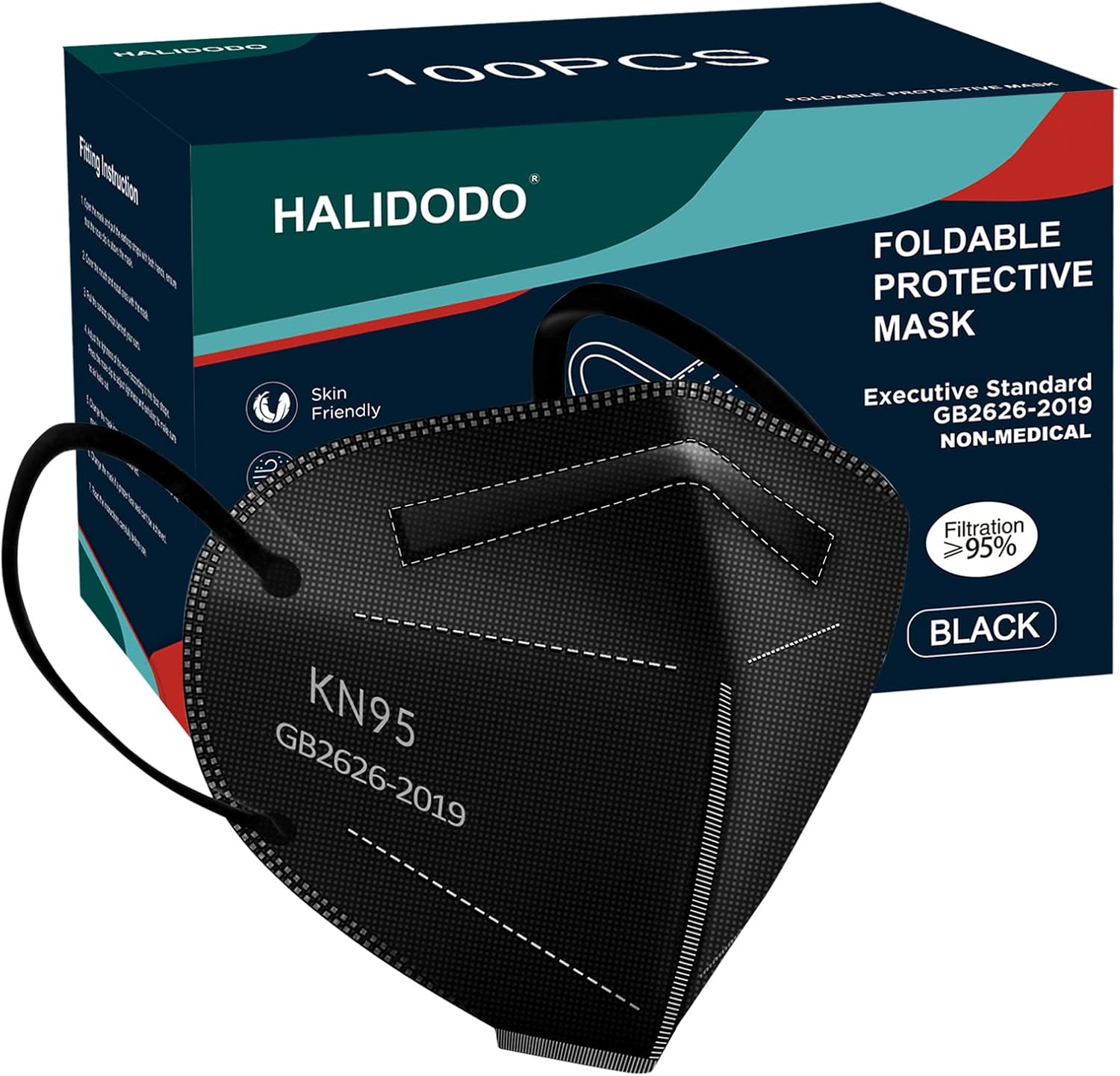 HALIDODO Face Mask 100 Pack Breathable 5 - Layer Filter Efficiency≥95% - BACKUPMYFILESNOW