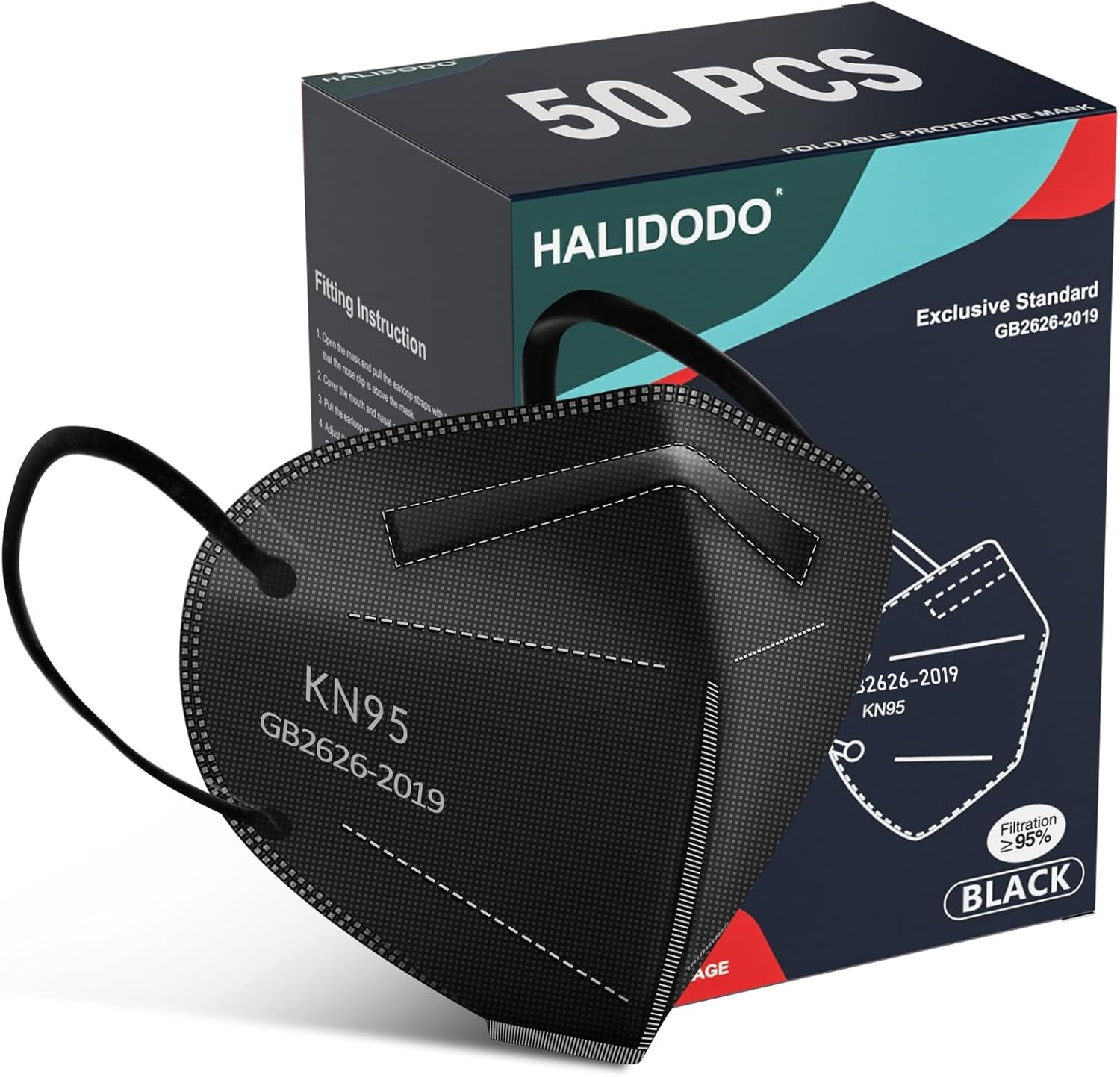 HALIDODO Face Mask 50 Pack Breathable 5 - Layer Filter Efficiency≥95% - BACKUPMYFILESNOW