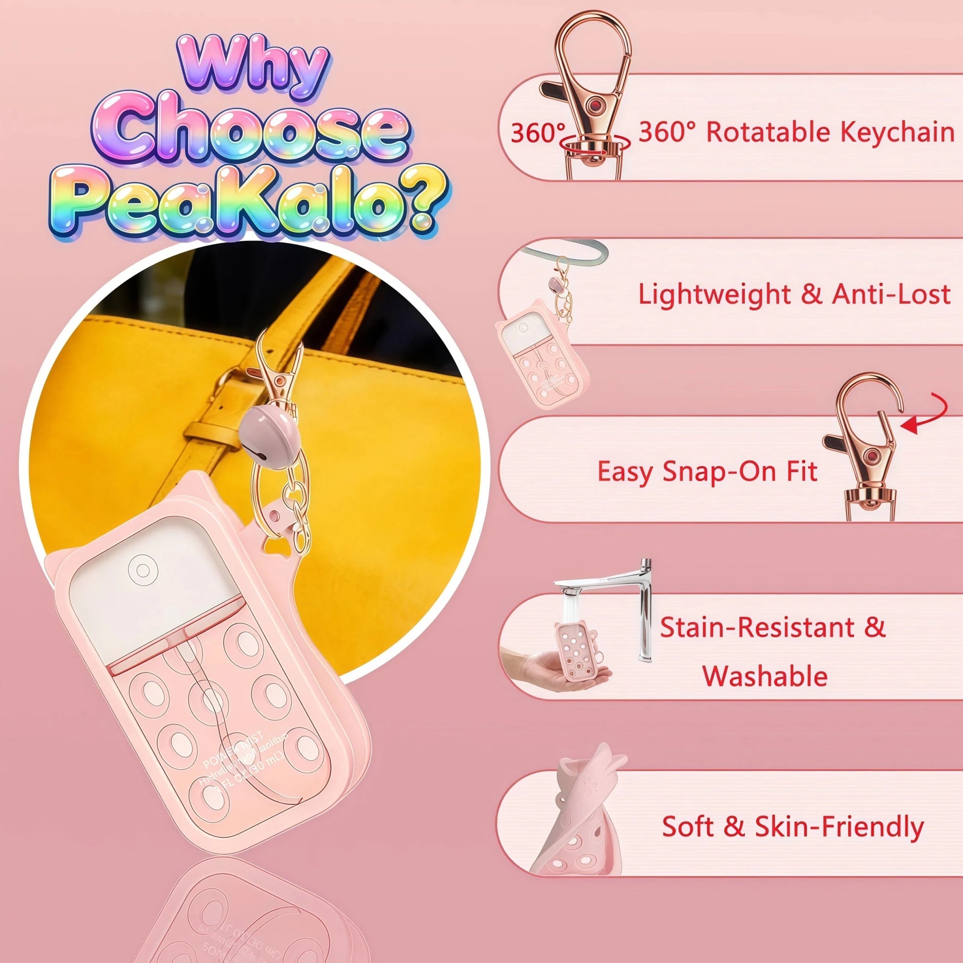 Hand Sanitizer Mist Case 1FL. OZ., Protective and Stylish Hand Sanitizer Spray Accessory, Silicone Case with Keyring，Portable - BACKUPMYFILESNOW