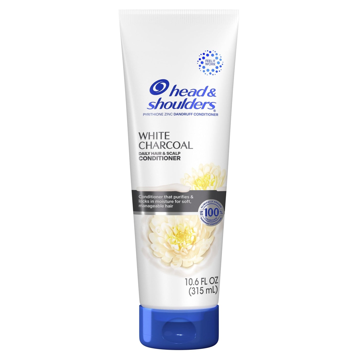 Head & Shoulders Dandruff Conditioner for dry scalp in 10.6 oz bottle, showing the product bottle with label and cap.