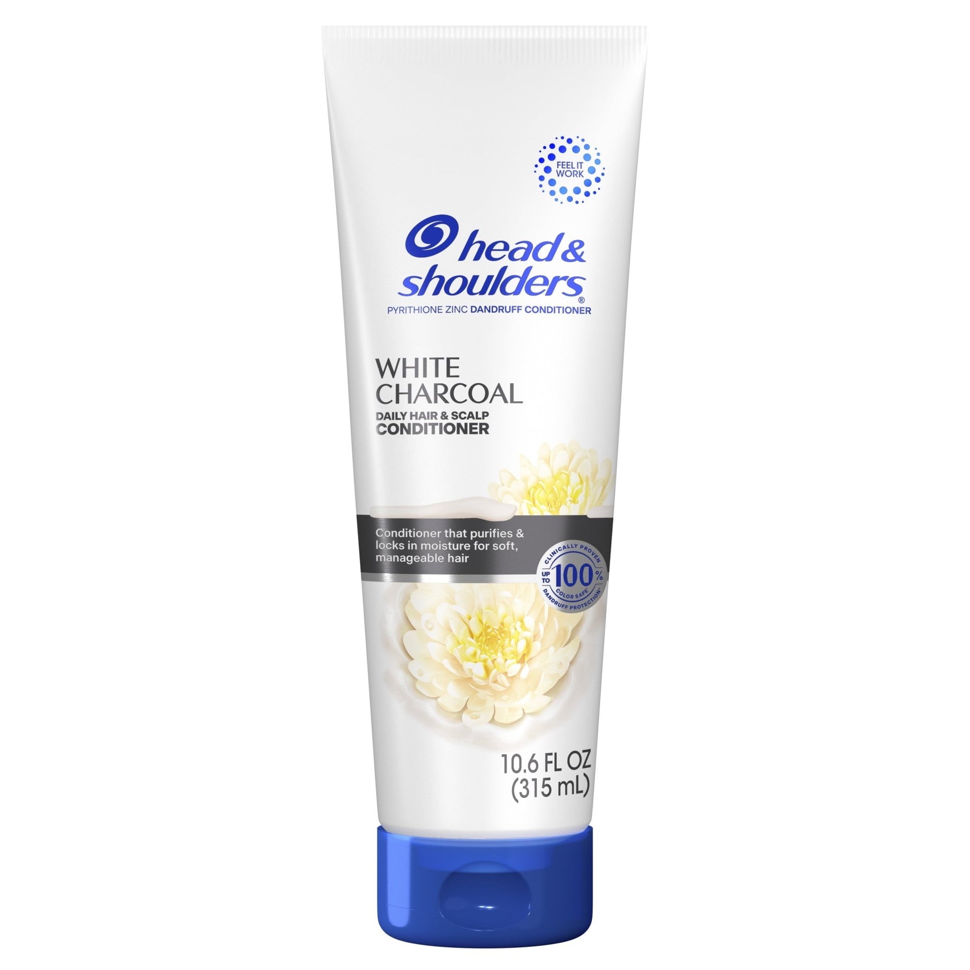 Head & Shoulders Dandruff Conditioner for dry scalp in 10.6 oz bottle, showing the product bottle with label and cap.
